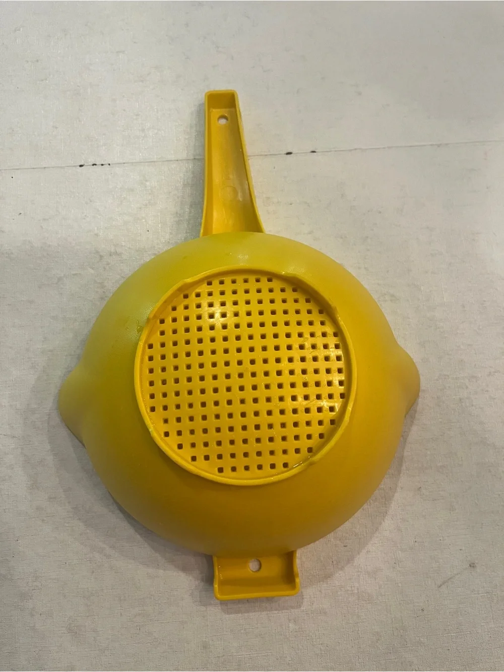 Sold Vintage bright yellow Tupperware plastic Strainer Colander. So retro!